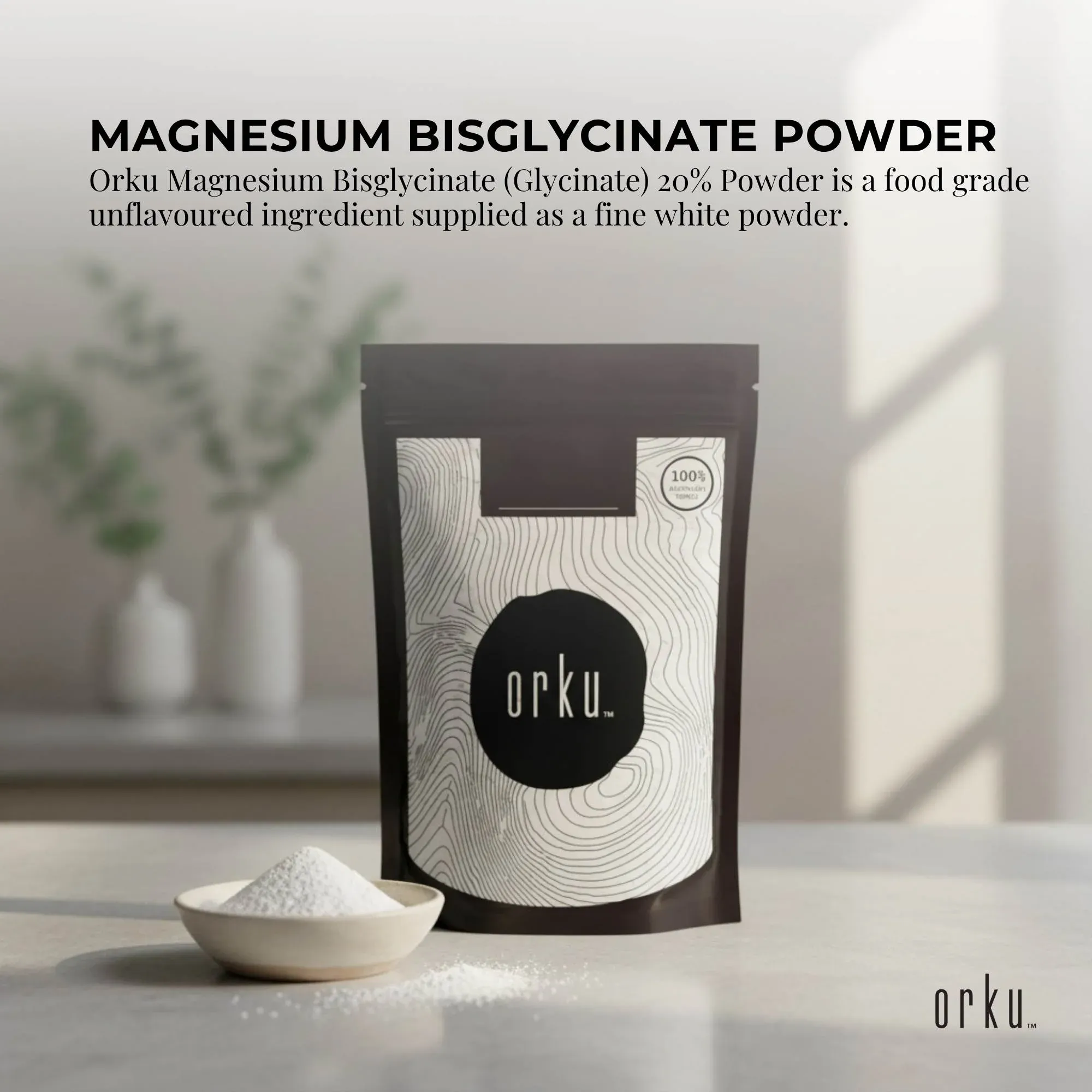 Orku 1Kg Magnesium Bisglycinate Powder Unflavoured Chelated Biglycinate — image 2