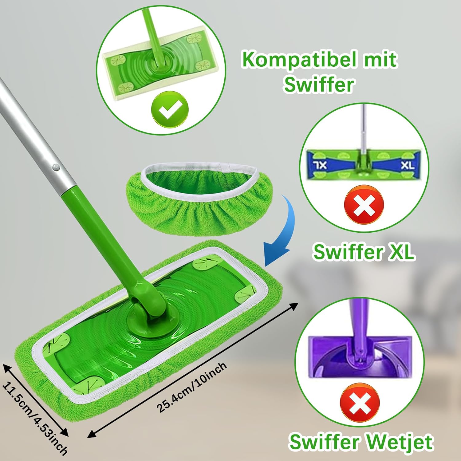 8Pcs Reusable Mop Pads Compatible with Swiffer Sweeper Mop, Dry Sweeping Cloths, Washable Microfiber Wet Mop Pads Refill for Household Cleaning โ image 2