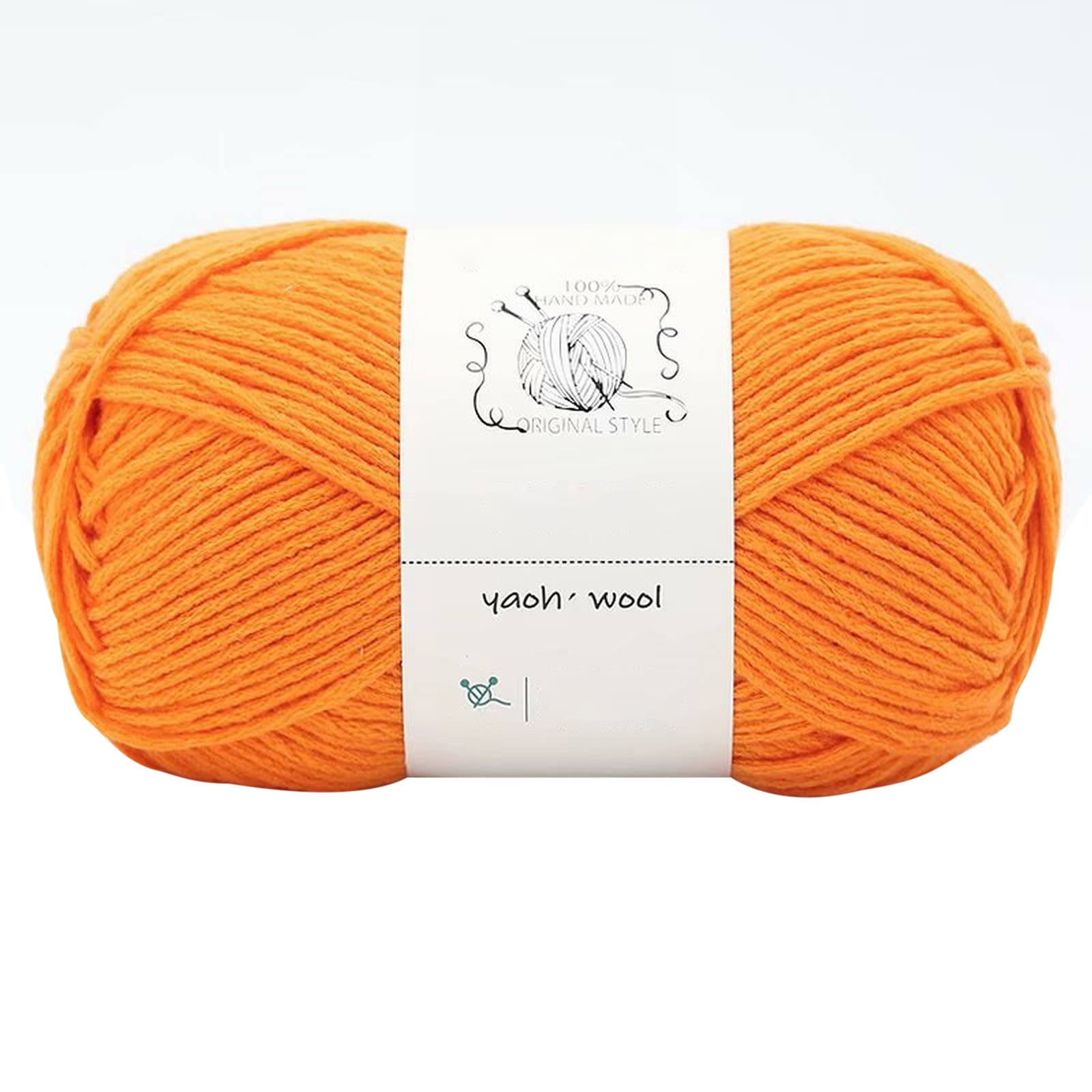 1 Pack 100 g Cotton Crochet Yarn, Soft Hand Knitting Yarn for Sweaters, Scarves, Cushions and DIY Crafts, Orange