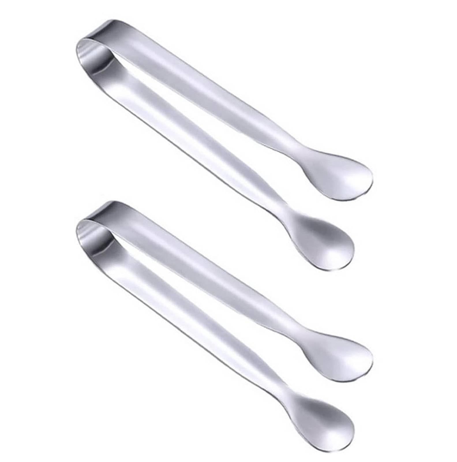 2 Pieces Mini Tongs Small Serving Tongs Stainless Steel Mini Sugar Tongs for Charcuterie Board Appetizers (Silver,4.3 Inch)