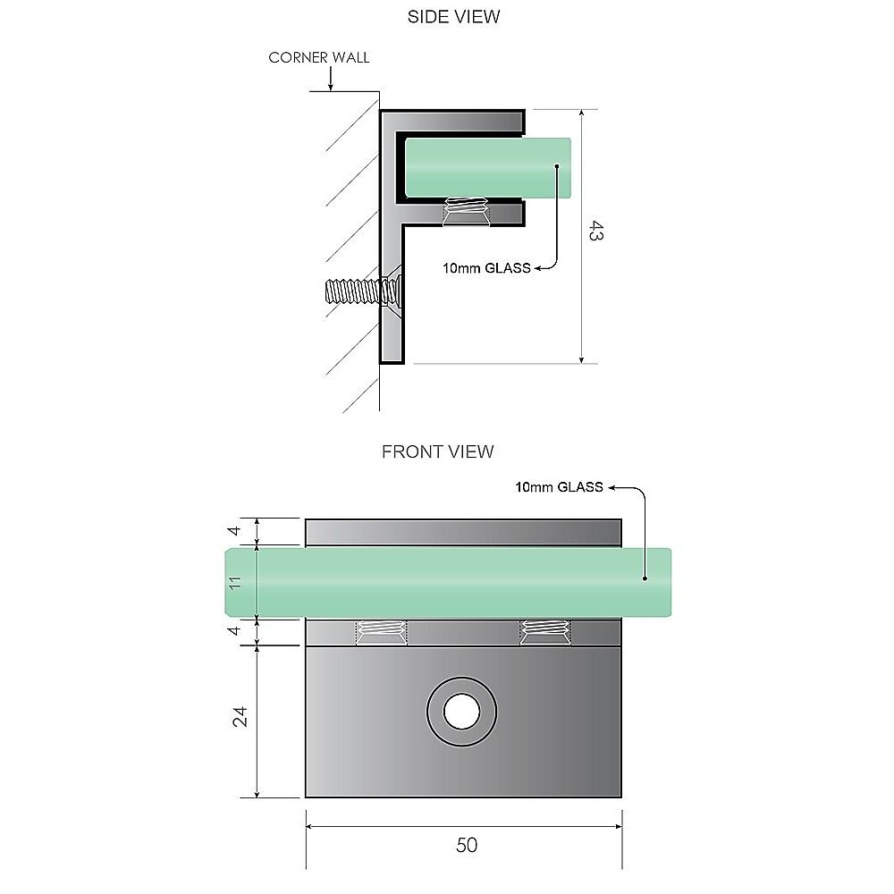 100cm Frameless Glass Bath Screen โ Stainless Steel F-Brackets in Black โ image 5