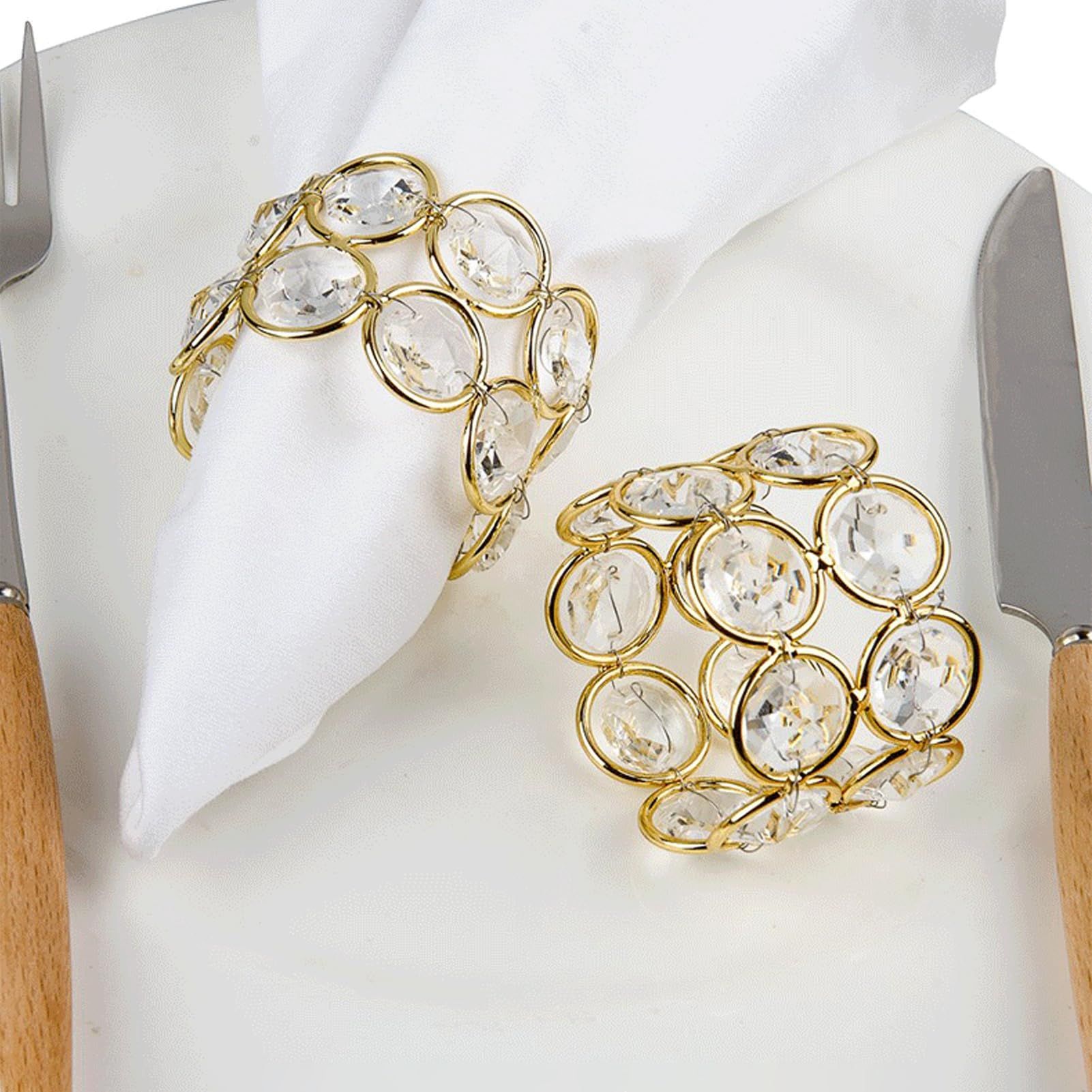 4pc Crystal Beads Napkin Rings Handcraft Sparkly Decorative Napkin Rings for Cloth Napkins Napkin Ring Holders β image 2