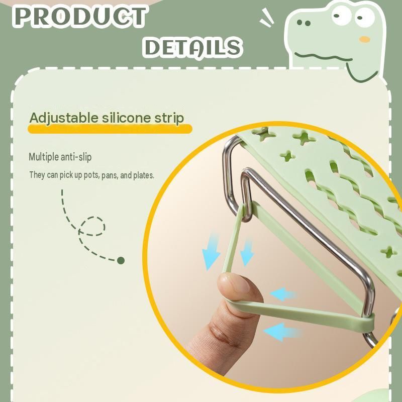 Anti-Scald Dish Lifter and Bowl Gripper Set - Adjustable Silicone Grip Stainless Steel Kitchen Tool for Steamer Oven Microwave Safe Hot Plate Removal — image 5