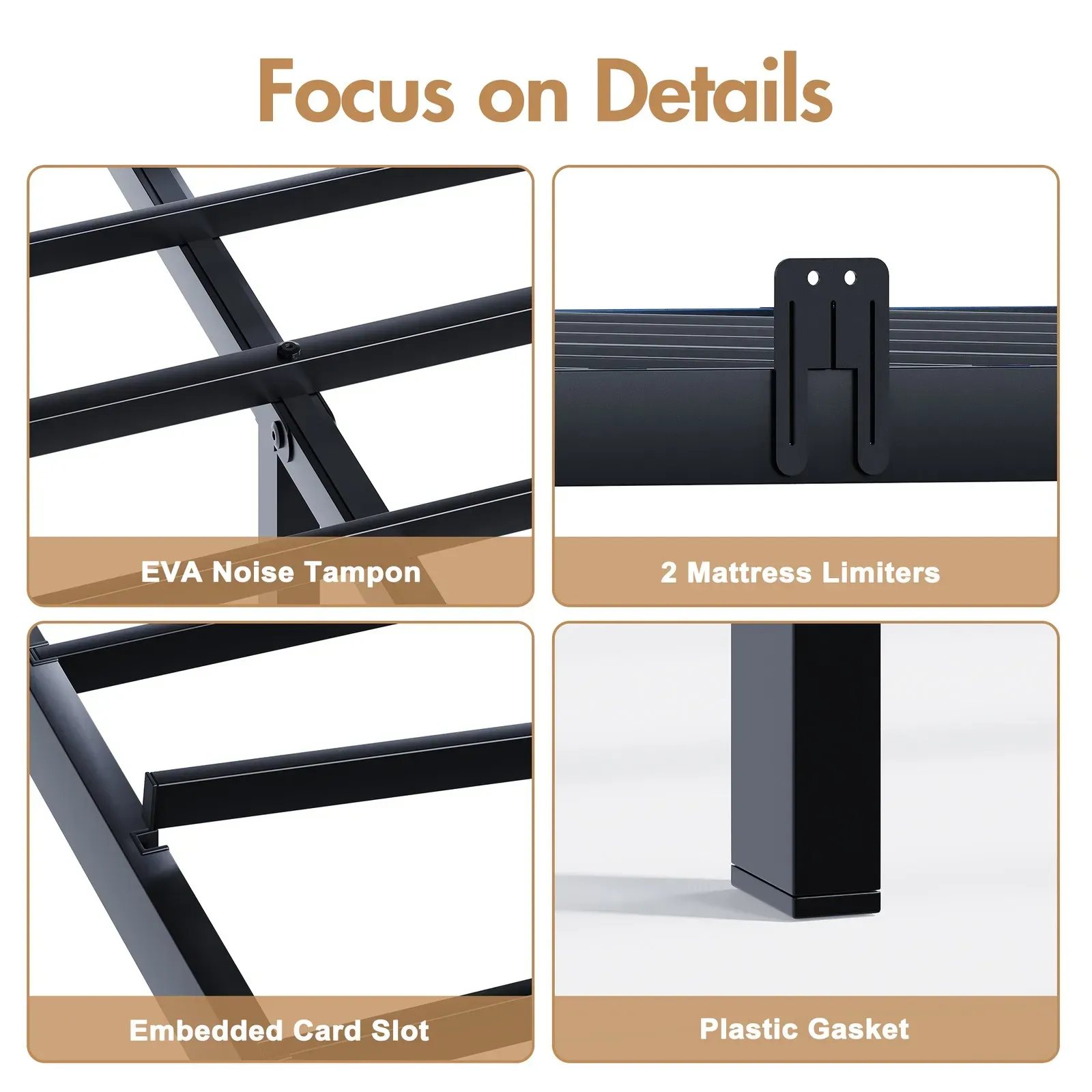Double Black LED Bed Frame with 2 Storage Drawers and Charging Station โ image 6