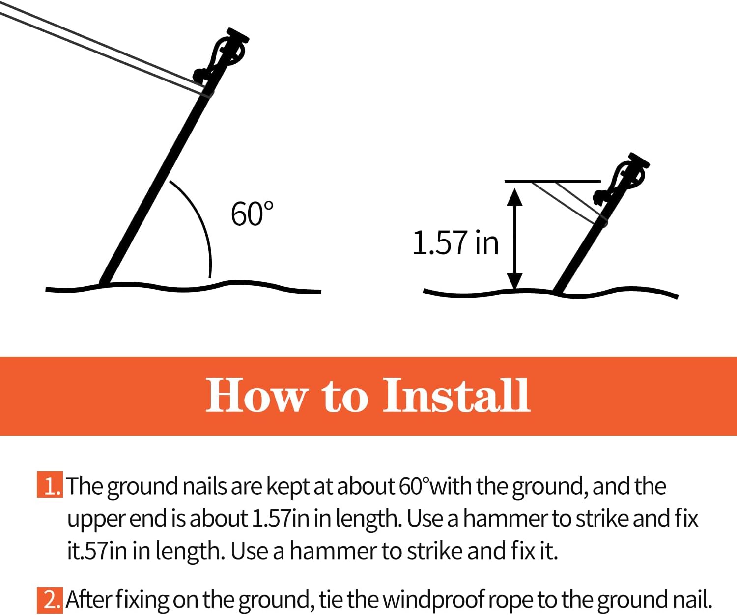 8 Pack 8in Heavy Duty Forged Steel Tent Stakes and Hammer Set, with Storage Pouch, Available in Rocky Place — image 5
