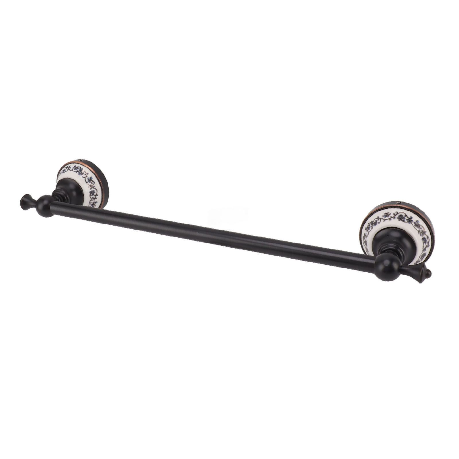 40.5cm Bathroom Towel Bar Copper Bath Towel Rack Single Towel Bar Wall Mounted Towel Holder European Style Black Antique — image 2