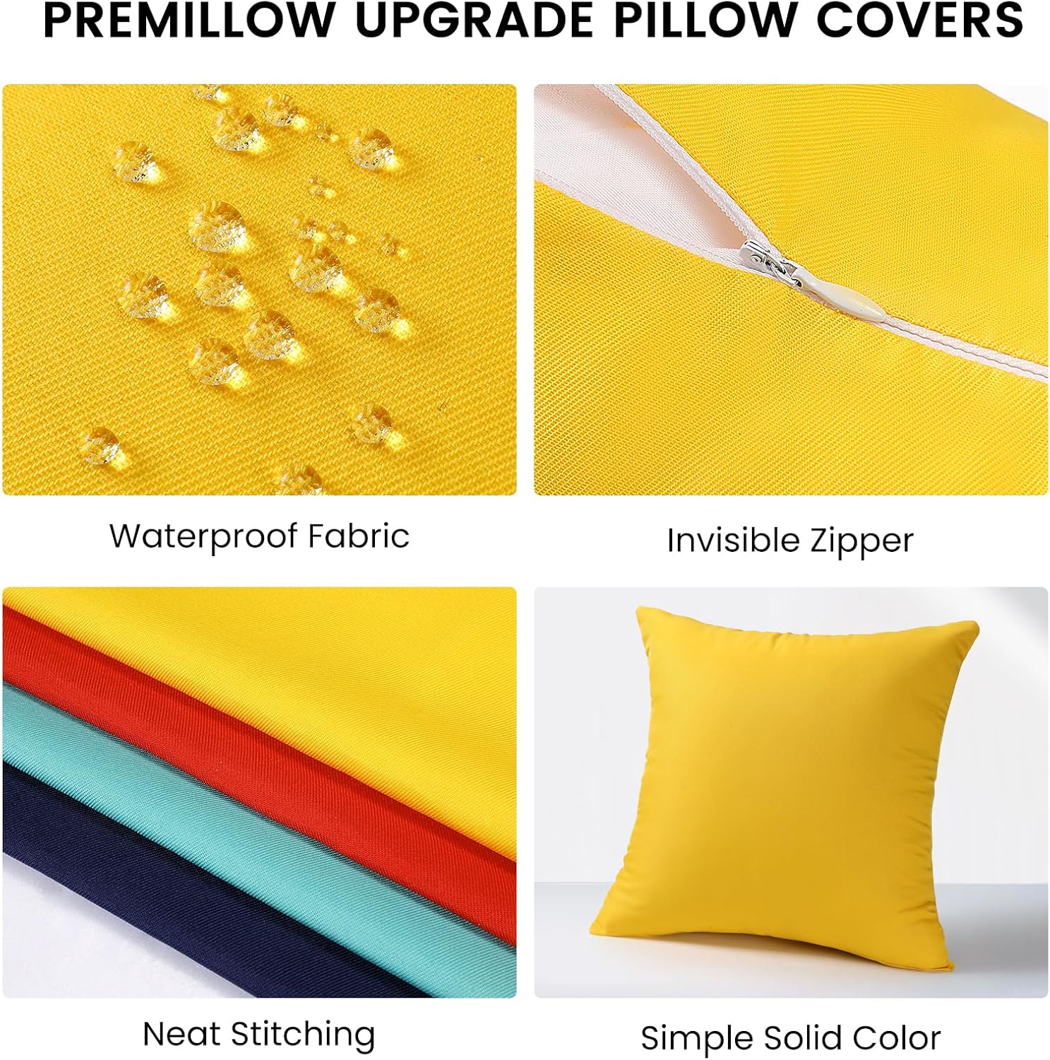 Outdoor Pillow Covers Set of 2, Decorative Farmhouse Waterproof Pillow Covers, Solid Linen Pillowcase Cushion Covers for Patio Garden Balcony Couch Sofa 18 × — image 3