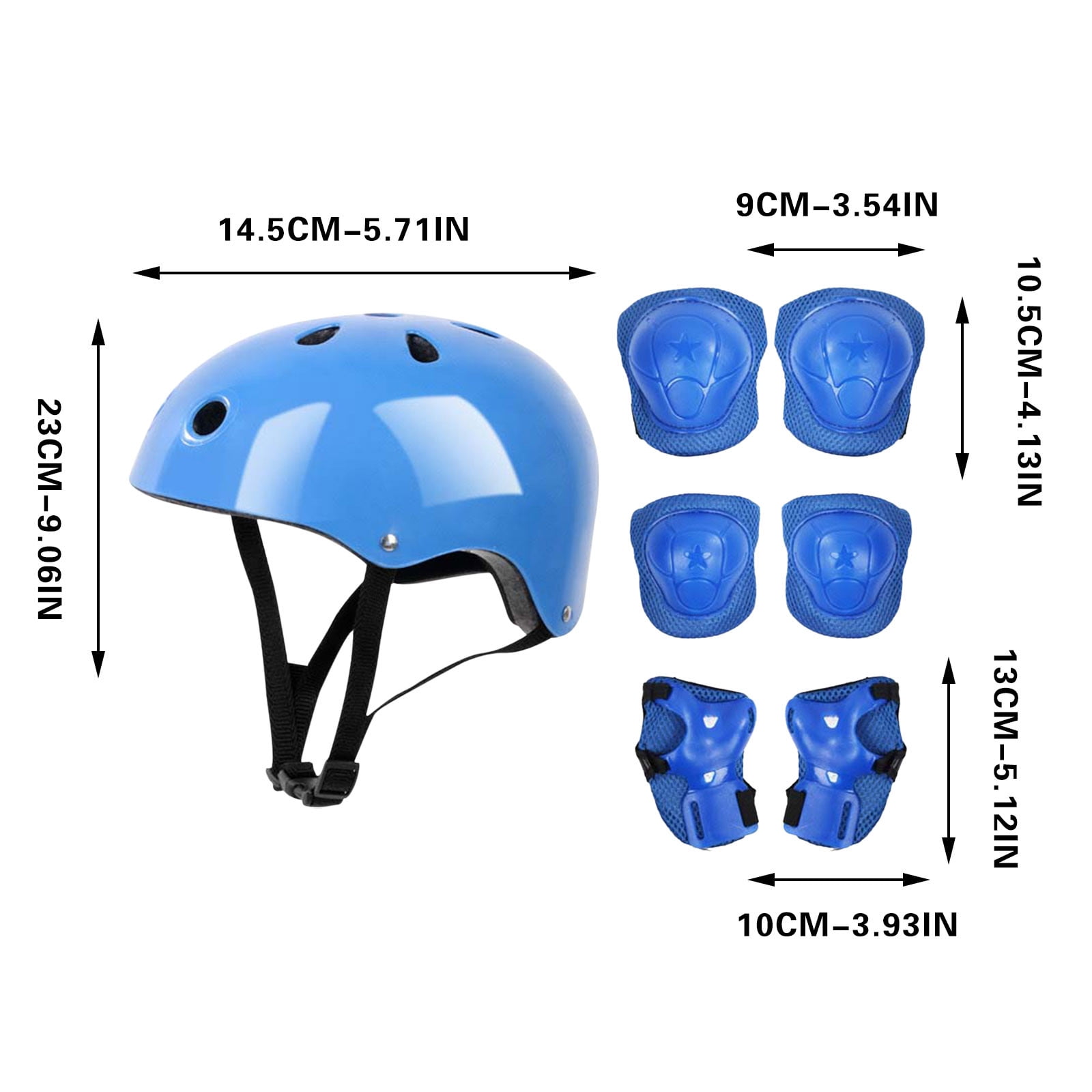 Kids Helmet Knee Elbow Pads Wrist Guard Sport Protective Gear Adjustable Scooter Skateboard Roller Bike Skate Cycling Set for Boy Girl Blue — image 2