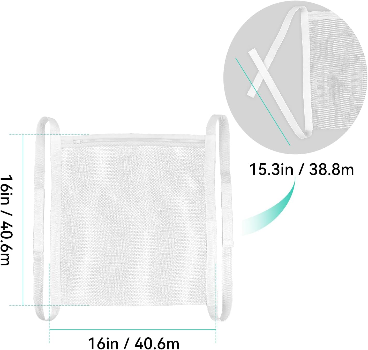 2 Pack Sneaker Dryer Bag 15.7x15.7 Inch Dry Net Bag for Dryer with Zipper and Strap for Shoes, White Large HoneyComber Mesh Bags for Washing Machine โ image 5