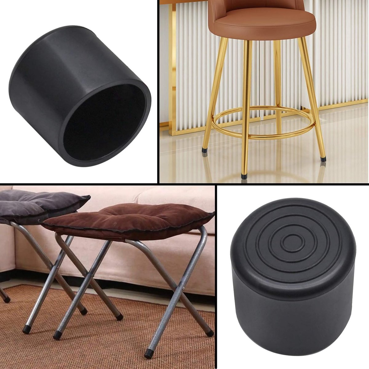 20 pieces - Chair Leg Caps - 22 × 22 × 25mm - furniture leg covers - Round rubber furniture leg protectors - Chair protector - floor protection - chair leg — image 3