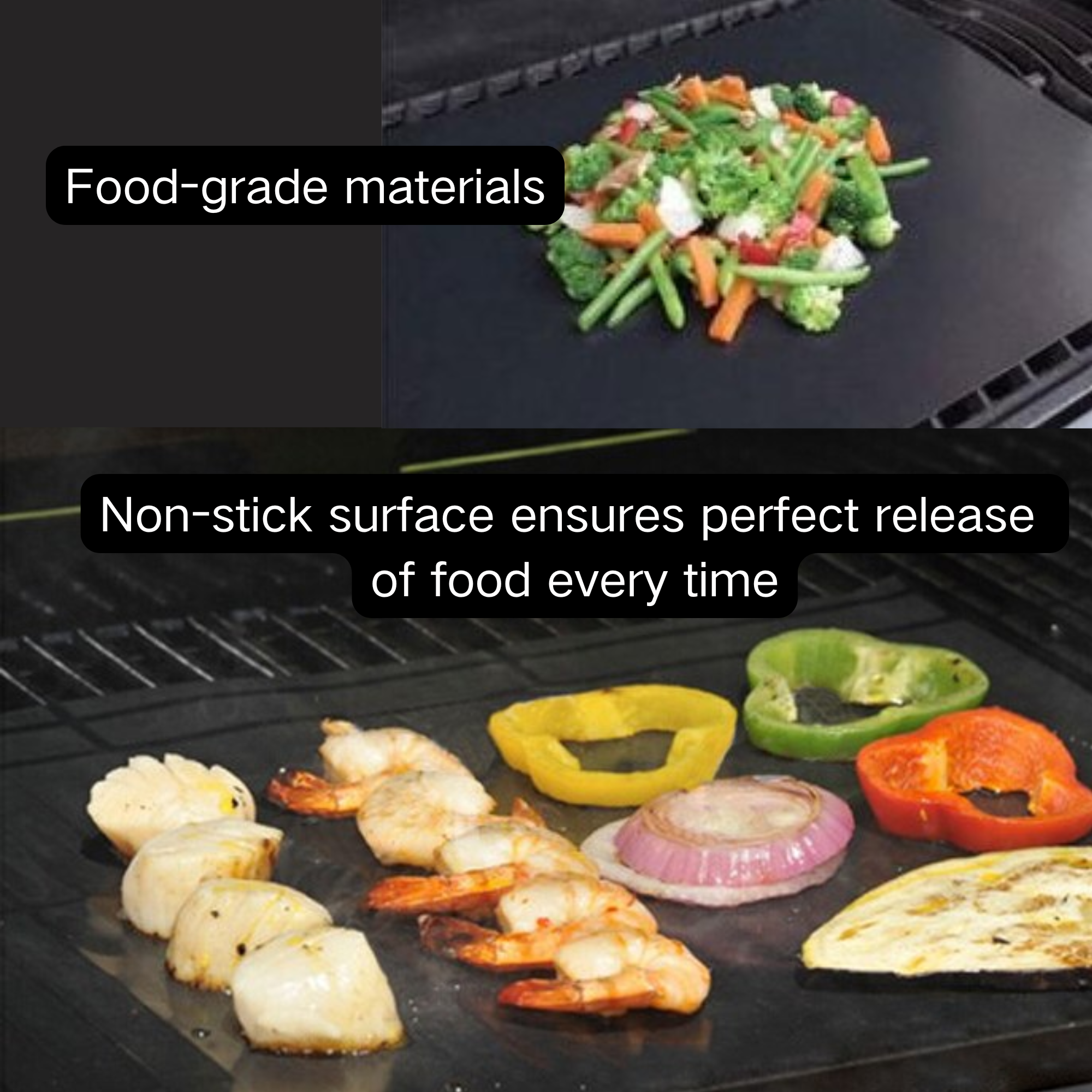 ASMOKE Premium Copper & Black BBQ Grill Mats (2-Pack) - Non-Stick PTFE Coating, Cooking Mats| Reusable and Easy to Clean — image 5