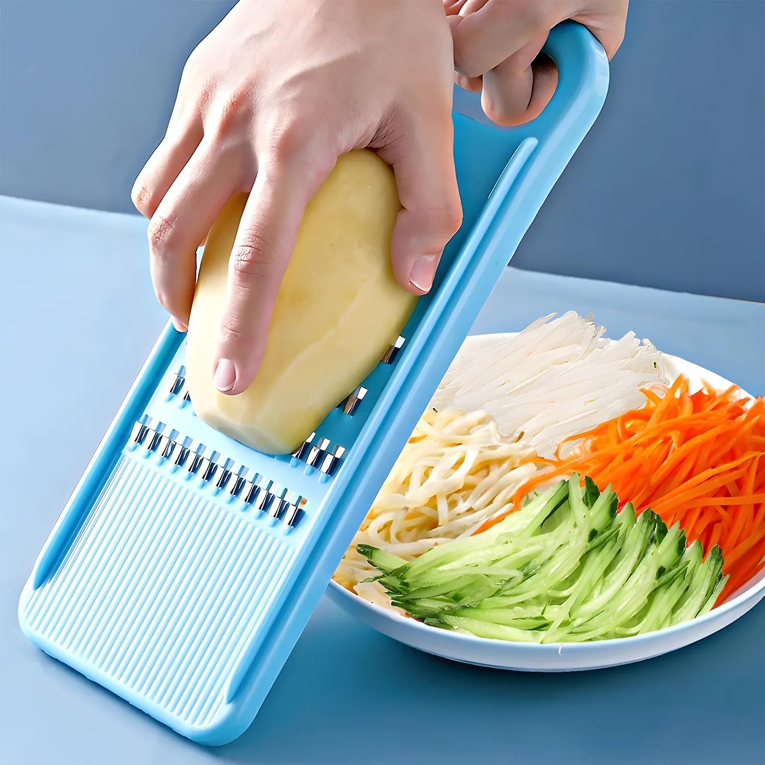 Green Multifunctional Stainless Steel Vegetable Julienne Grater with Anti-Slip Ergonomic Handle for Shredding Slicing Zesting Cheese Citrus — image 2