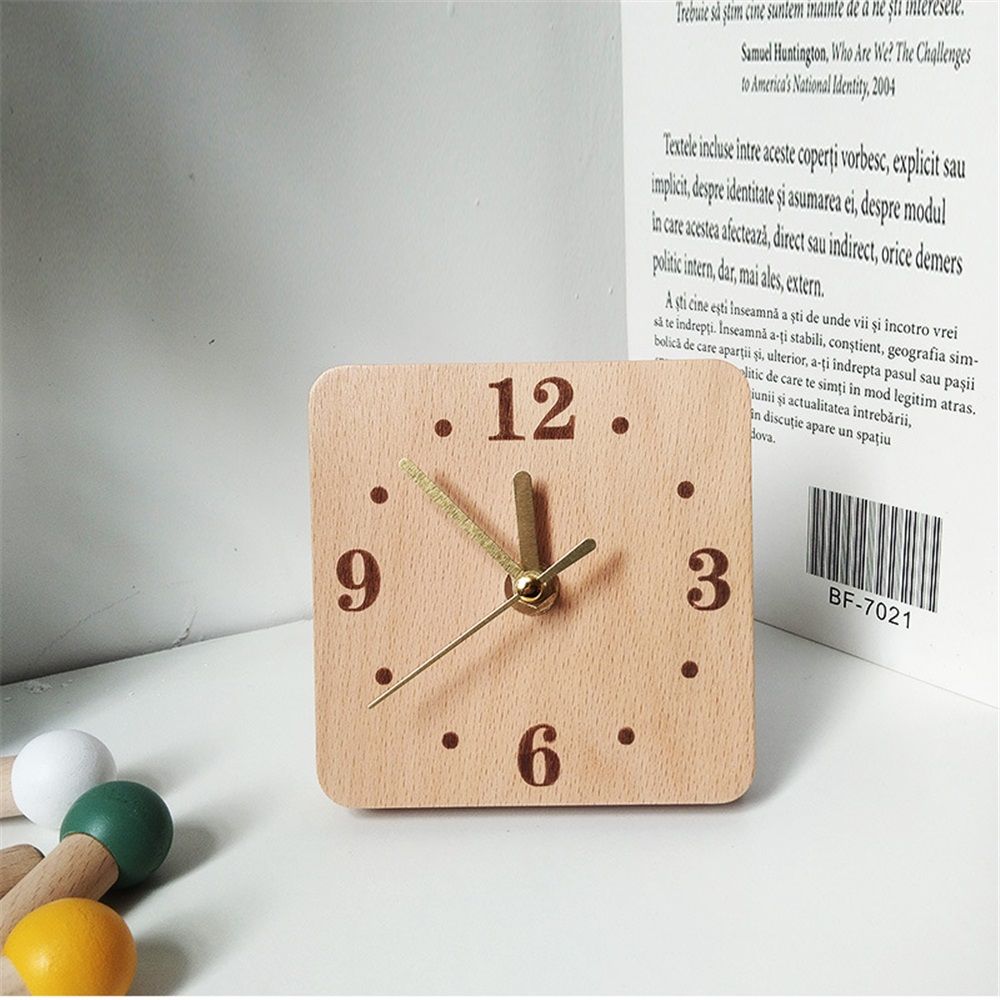 Wooden Desk Clock, Small Analog Clock Desktop Decoration, Modern Desk and Shelf Clock, Silent Non-Ticking Battery Operated Table Clock, Mantel Clock for — image 2