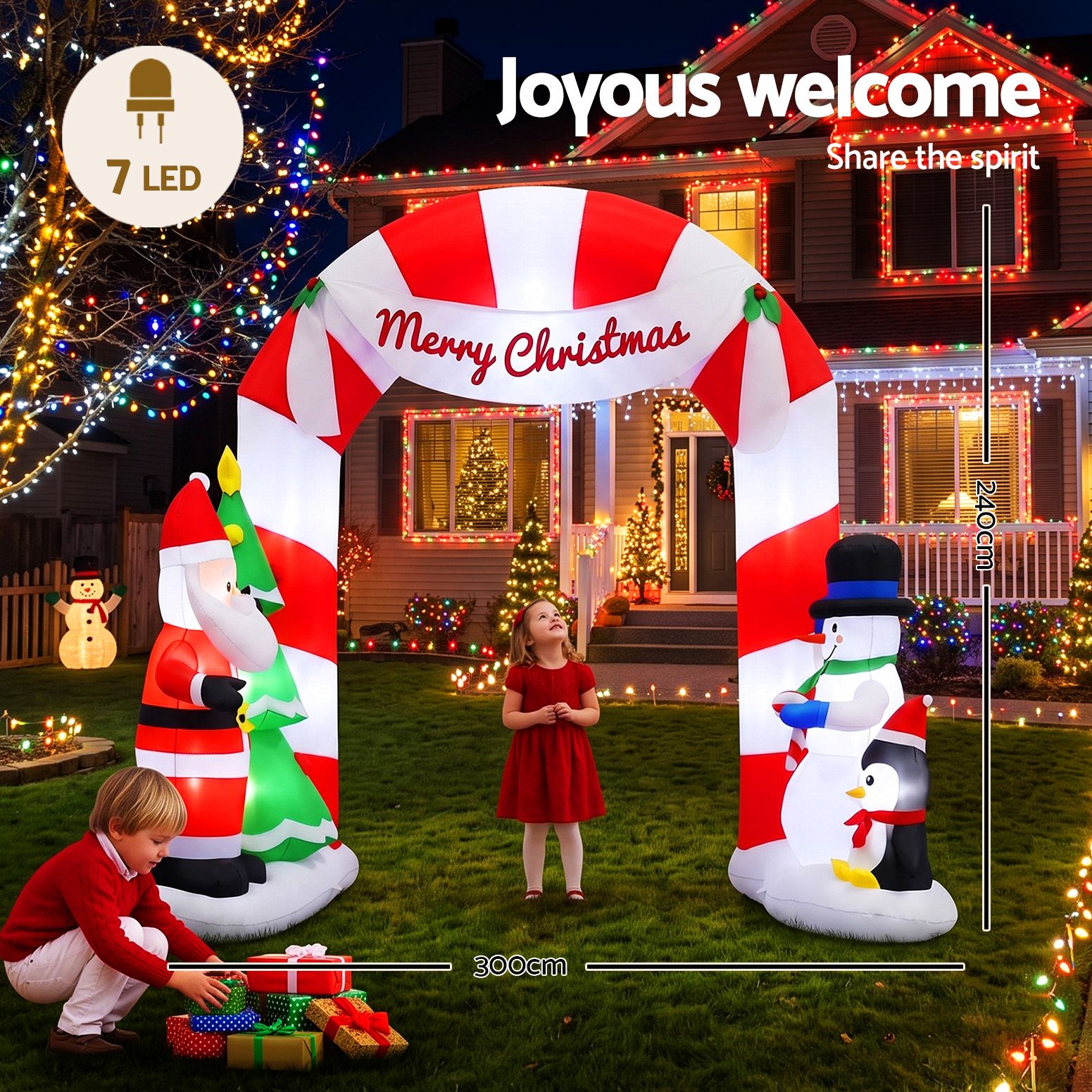 Jingle Jollys Christmas Inflatable Archwary Santa 3M Illuminated Decorations โ image 4