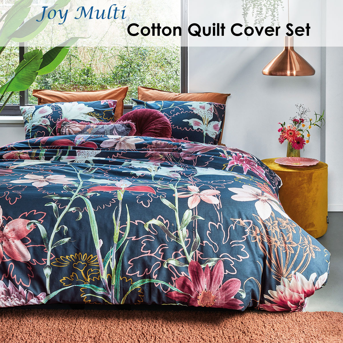 Bedding House Joy Multi Cotton Quilt Cover Set Queen — image 2