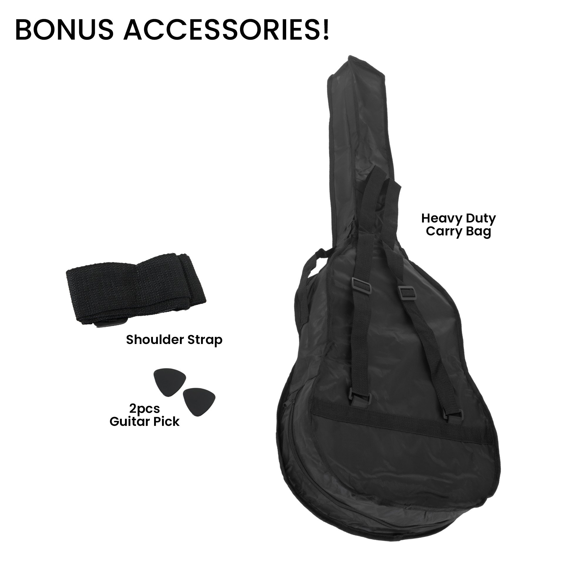 Karrera 38in Cutaway Acoustic Guitar with guitar bag - Black โ image 6