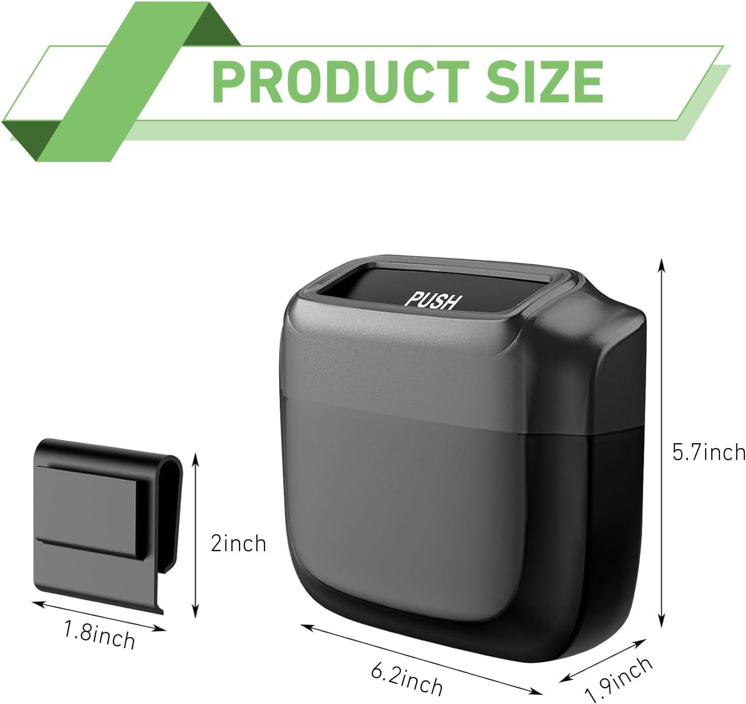 Car Trash Can, Portable Push to Open Storage Bucket with 30 Trash Bags, Waterproof Anti-Leak Hanging Clutter Canister with Lid, Universal Large Capacity — image 3