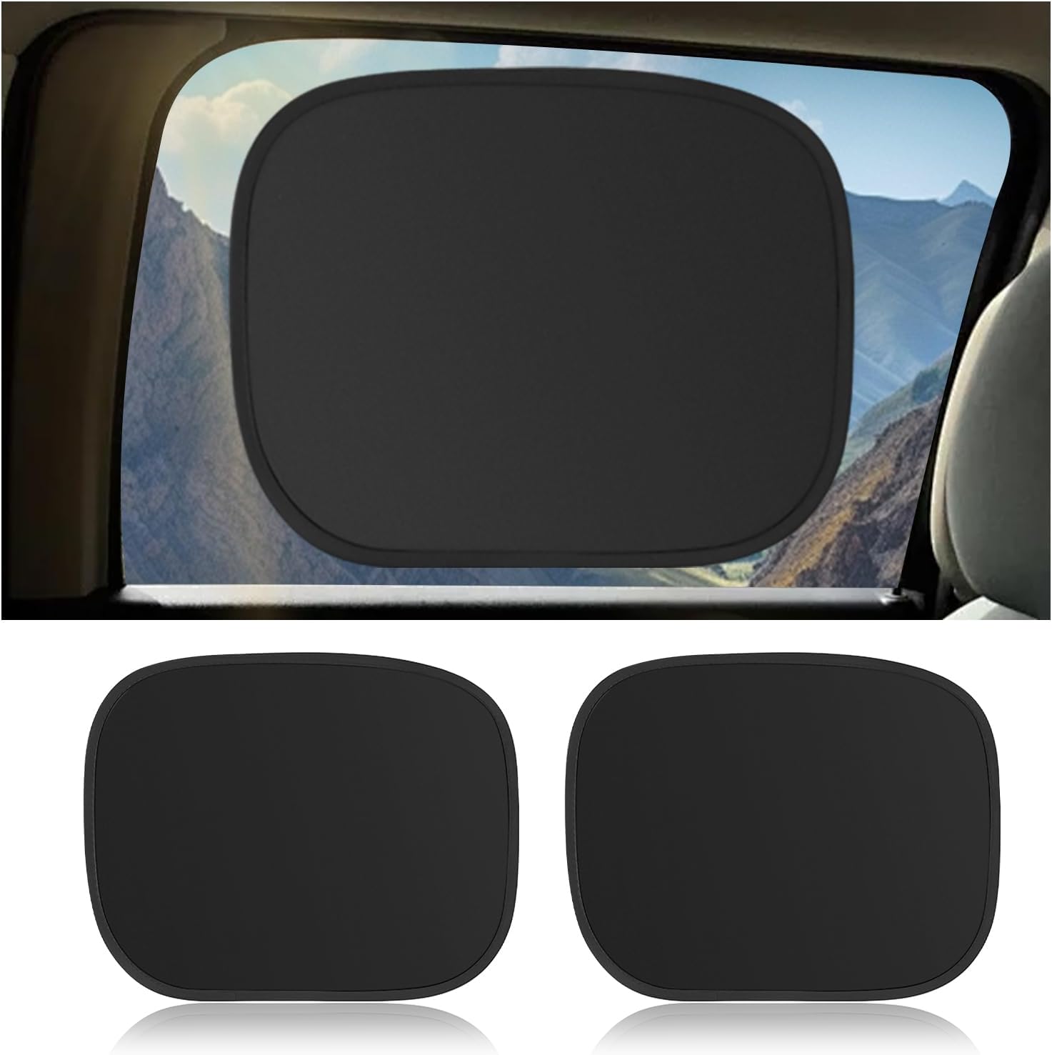 2PCS Rear Car Window Shades for Side Window,17.13 × 13.86 Car Windows Shade for Baby in Cars with Static Cling Design to Block Sunlight,Essential Side Windows