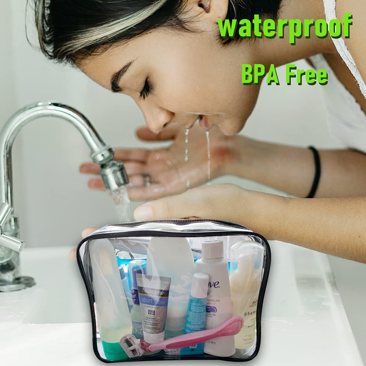 4 Pack Clear Cosmetic Bag for Travel - TSA Approved Toiletry Makeup Pouch Carry-on Airport Airline Compliant Portable PVC Waterproof With Zipper Women Quart — image 3