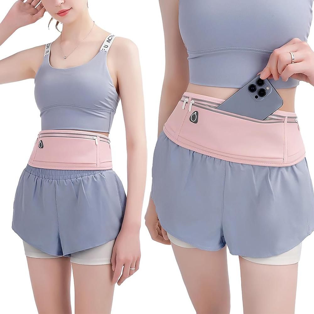 Running Belt Ultra Light Bounce Free Waist Pouch Bag Fitness Workout Belt Sport Waist Pack Exercise Waist Bag - Pink — image 2