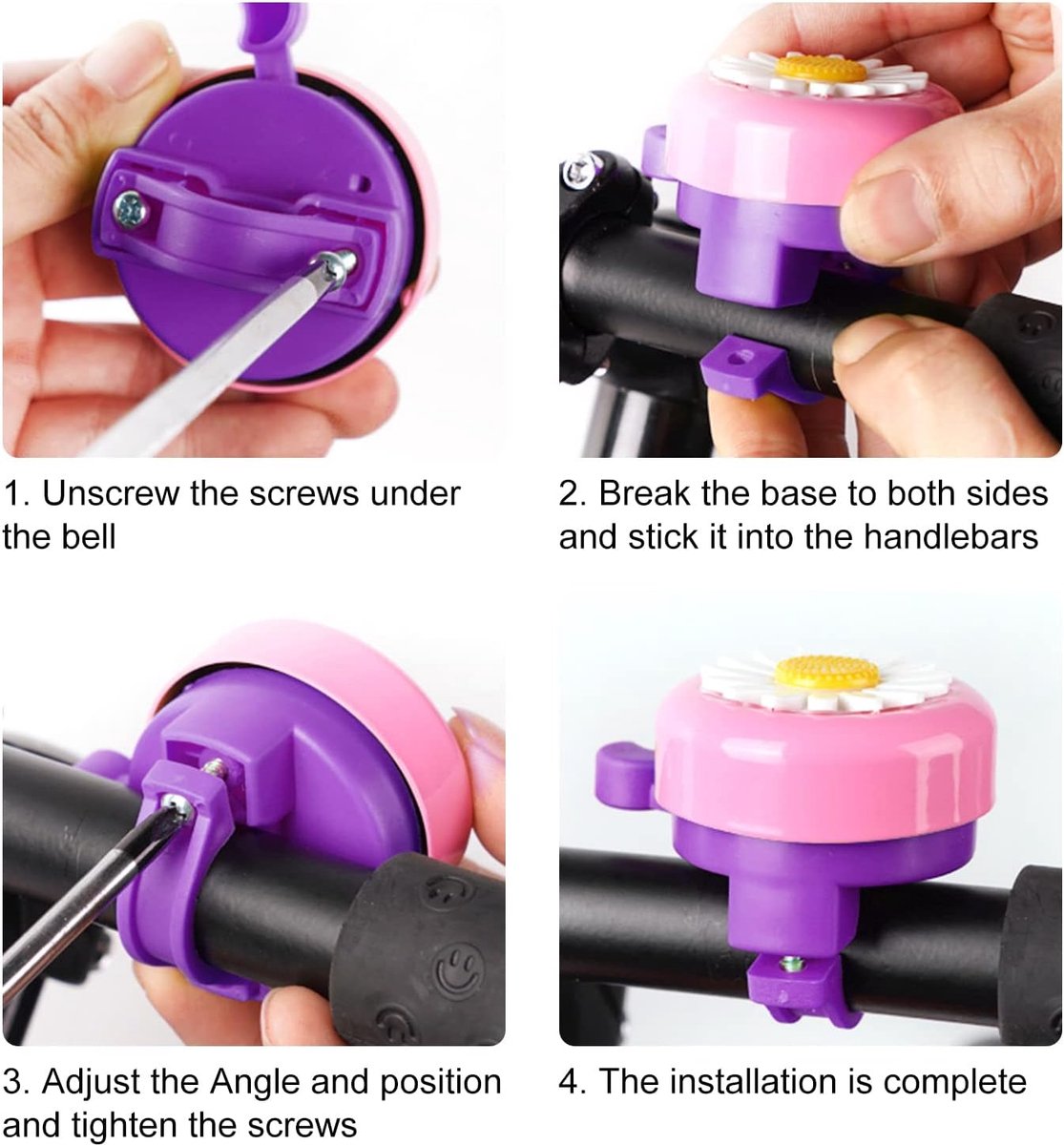 Bicycle bell - Bicycle - Cute Child Bicycle Bell - Creative Children's Bicycle Bell - cute bells - flower bicycle bell - accessory - Pink - Gift - Halloween — image 5