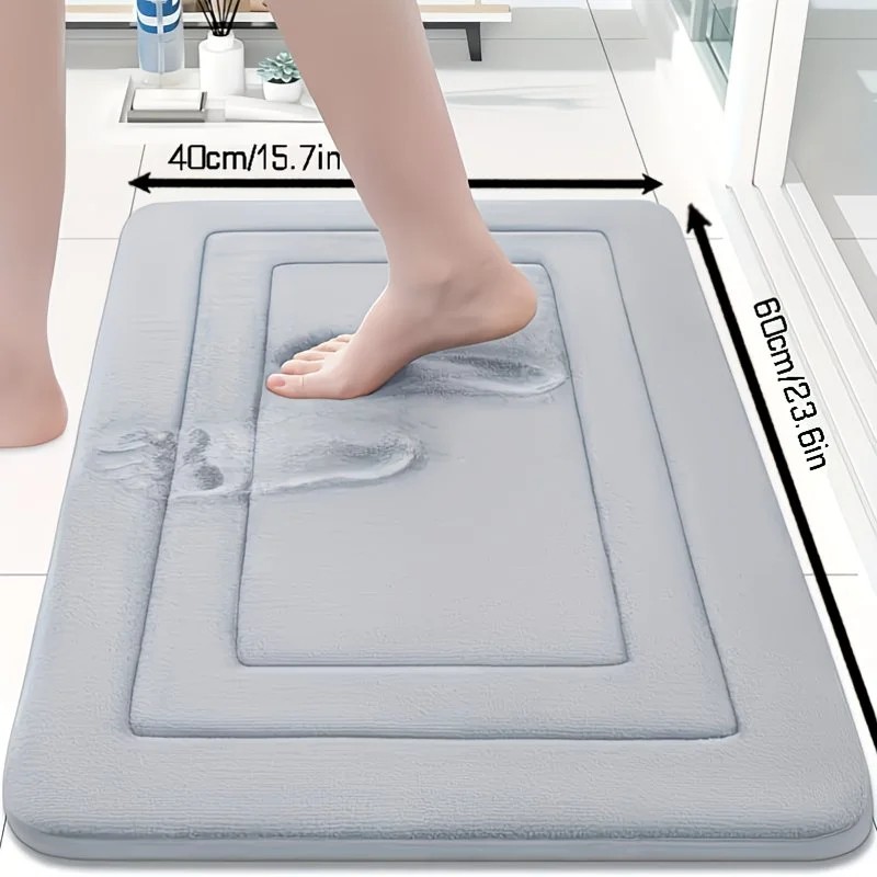 Grey Geometric Pattern, Soft Lightweight Skin-Friendly, Bathroom Accessory, Toilet Anti-Slip Mat, Bathroom Mat, Machine Washable, Suitable for Shower Room — image 2