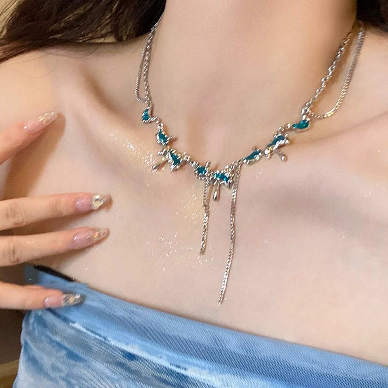 Irregular Necklace for Women Pearl Zircon Cat's Eye Stone Star Pendant Zircon Water Drop OT Chain Fashion Simple Daily Jewelry โ image 3