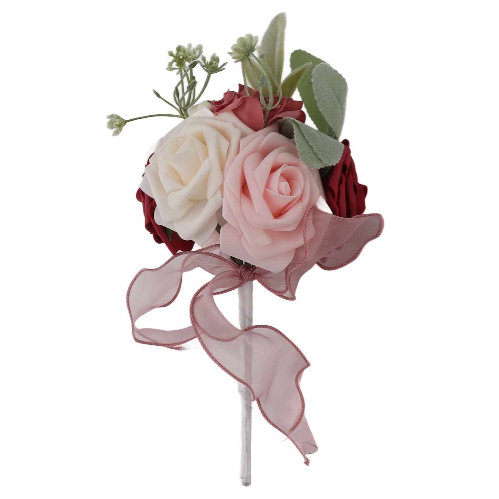 Romantic Rose Bridal Wedding Bouquet Artificial Silk Flowers Fake Flowers Bridesmaid Bouquet Home Party Decoration Rose Red โ image 4