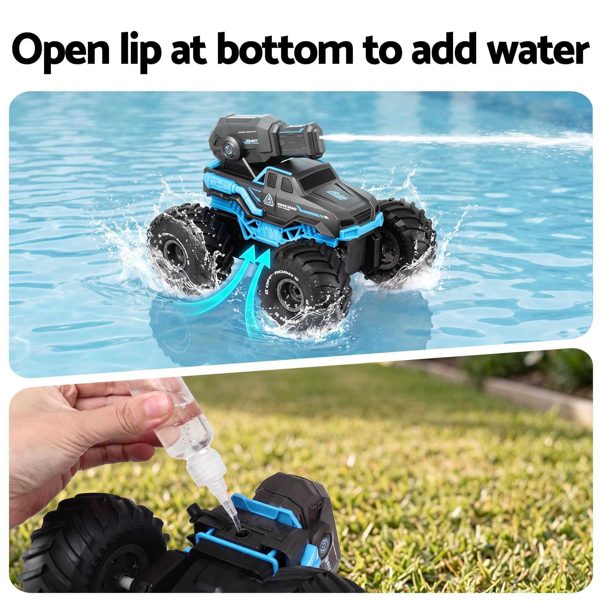 Keezi Kids Amphibious 2.4GHz Remote Control Car Boat with Water Spray Blue โ image 5