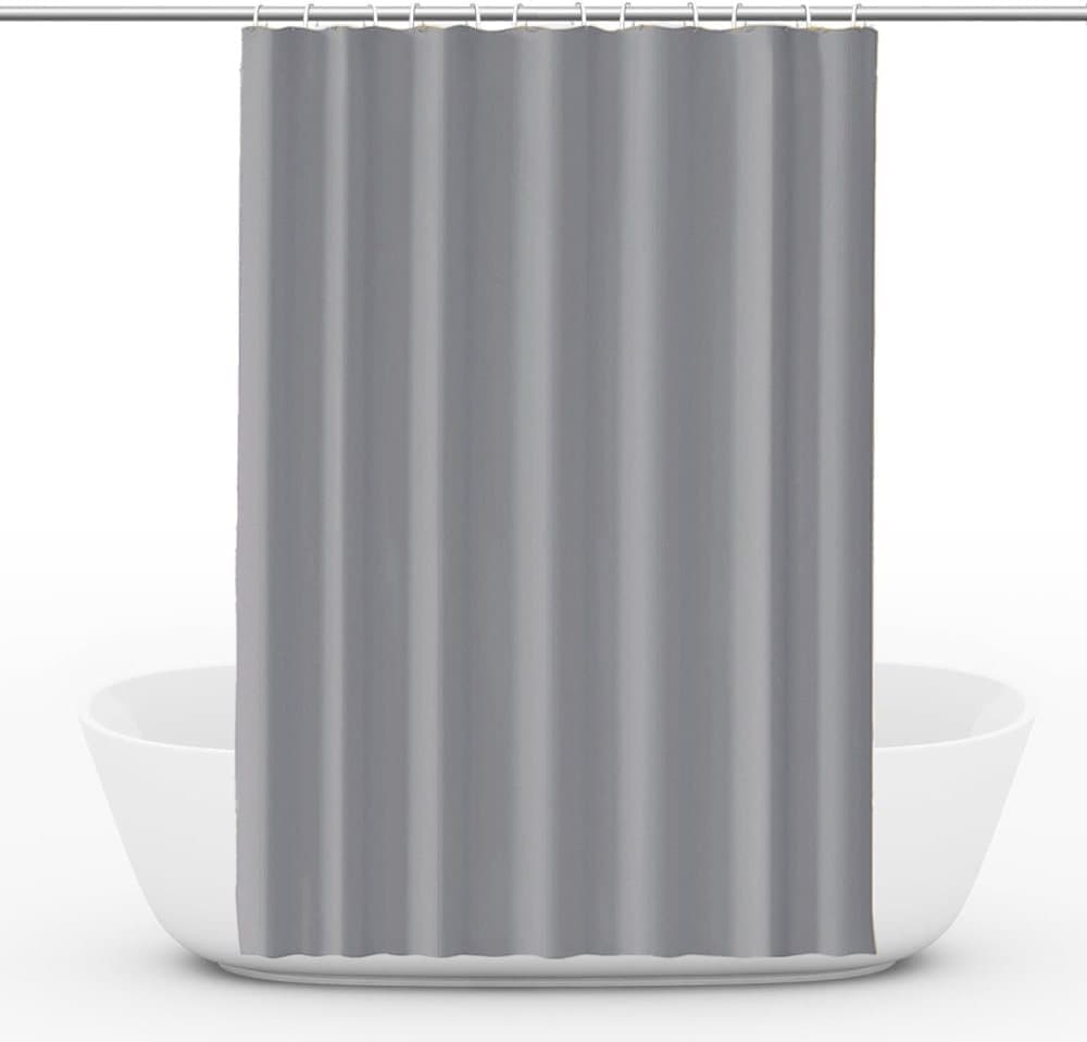 12 Hooks Reinforced PEVA Shower Curtain Waterproof Mildew Resistant Durable Quick-Drying, 72 × 72 inches, Gray