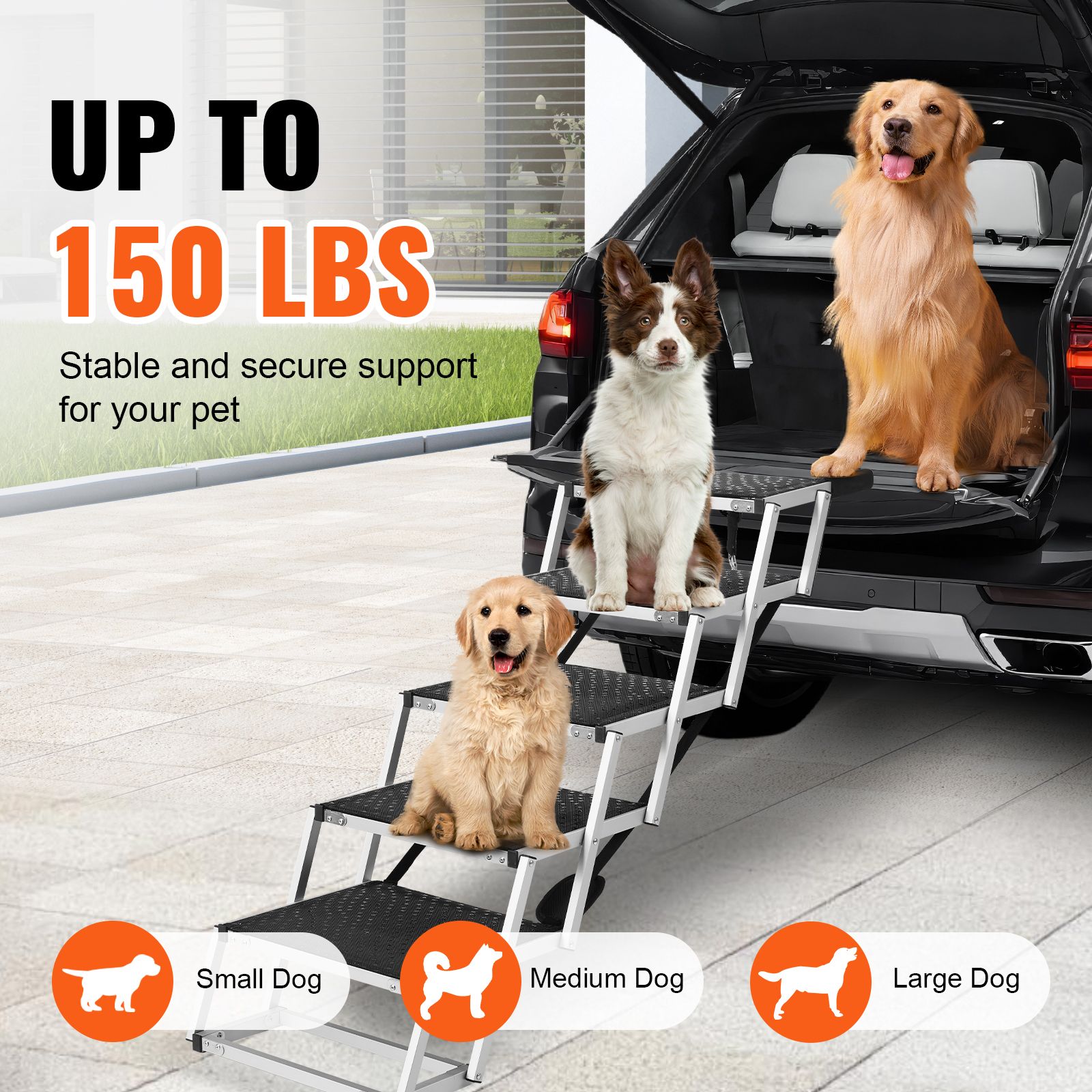 Dog Stair for Cars, Wide 5-step Dog Car Steps, Folding Dog Car Ramp with Nonslip Surface, Portable Pet Steps Lightweight Aluminum for Car, SUV and Truck โ image 3