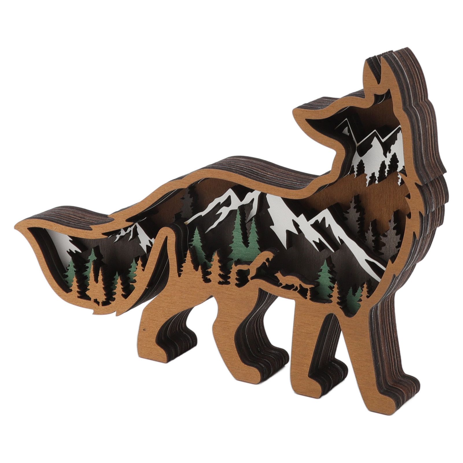 Wood Animal Ornament Multi Layered Creativity Mechanically Engraved Wooden Animal Crafts for Home Office Decoration — image 4