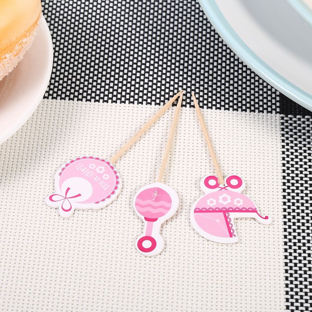 18Pcs Girl Type Kids Birthday Cute Cupcake Toppers Baby Shower Cake Decorations (Pink) โ image 5