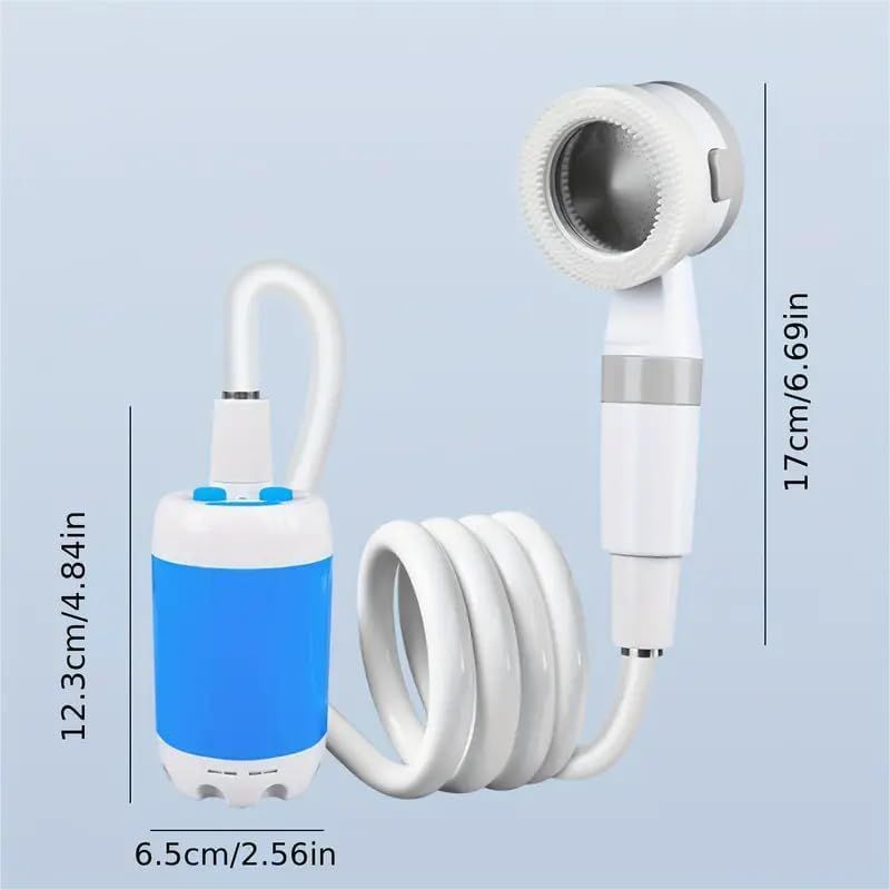 Portable Shower,Outdoor dormitory bath artifact Electric Rechargeable Portable Camping Shower, simple car self-priming shower,pet Shower, Blue(17 × 6.5cm) — image 3