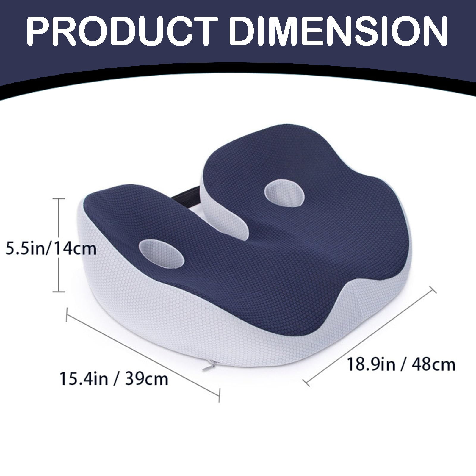 Seat Cushion, Seat Cushion for Sit Bone and Back Pain Relief, Butt, Tailbone, Hip, Hamstring, Posture Support, Memory Foam, Grey, 39.1 x 48 x 14 cm — image 3