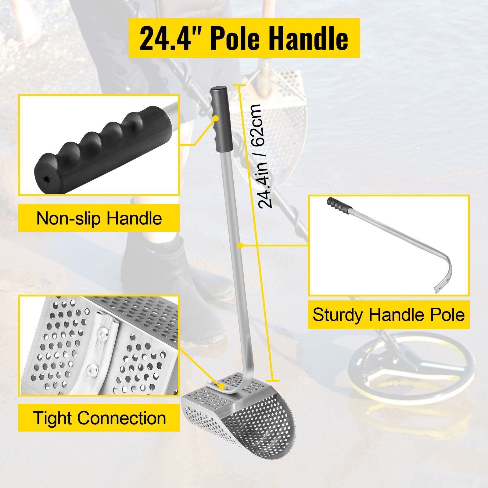 Metal Detector Sand Scoop Metal Detecting Hunting Scoop w/ Steel Handle โ image 4