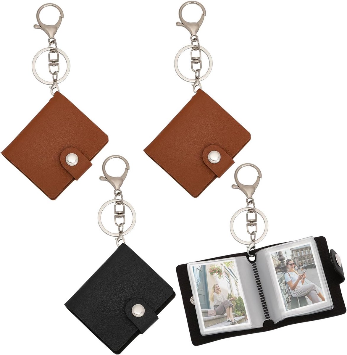 4 pieces - Mini photo album - 2 inch - Photo album - keychain - mini retro photo album - with lobster claw clasps and keychains - Each book can hold 20 photos
