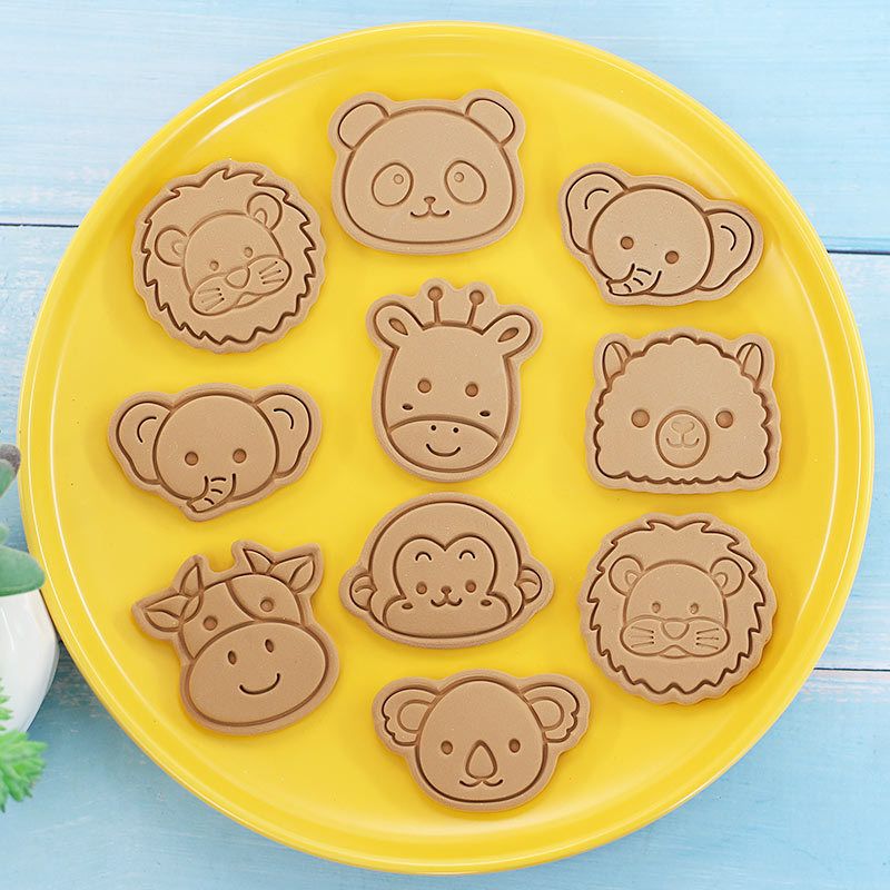8 PCS Animal Cookie Cutters 3D Forest Animal Embossing Cutters for Baking DIY Baking Tools(Animal Head,8)