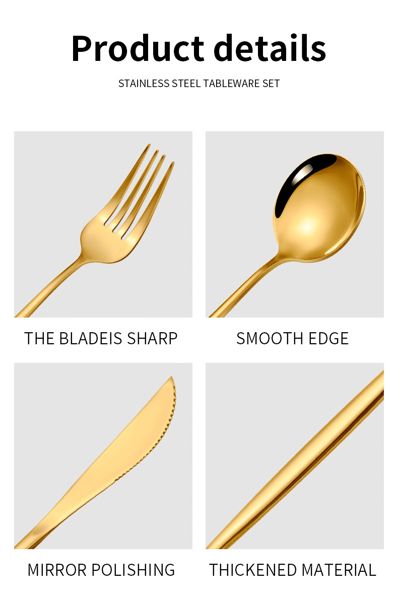 Gold Color Premium 24-Piece Stainless Steel Cutlery Set - Elegant Golden Steak Knife, Fork, and Spoon Set in Luxury Gift Box โ image 4