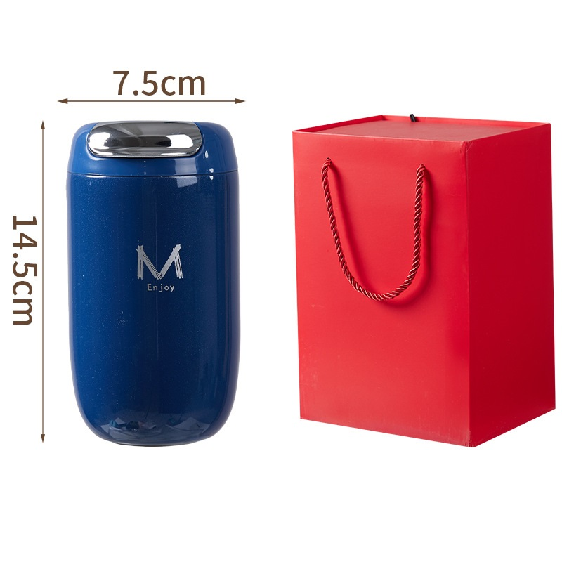 Blue Gift Box Set Premium 316 Stainless Steel Coffee Tumbler - 350ml Vacuum Insulated Travel Mug with Sip Lid, Leak-Proof Egg Shape Design, Hot & Cold Beverage