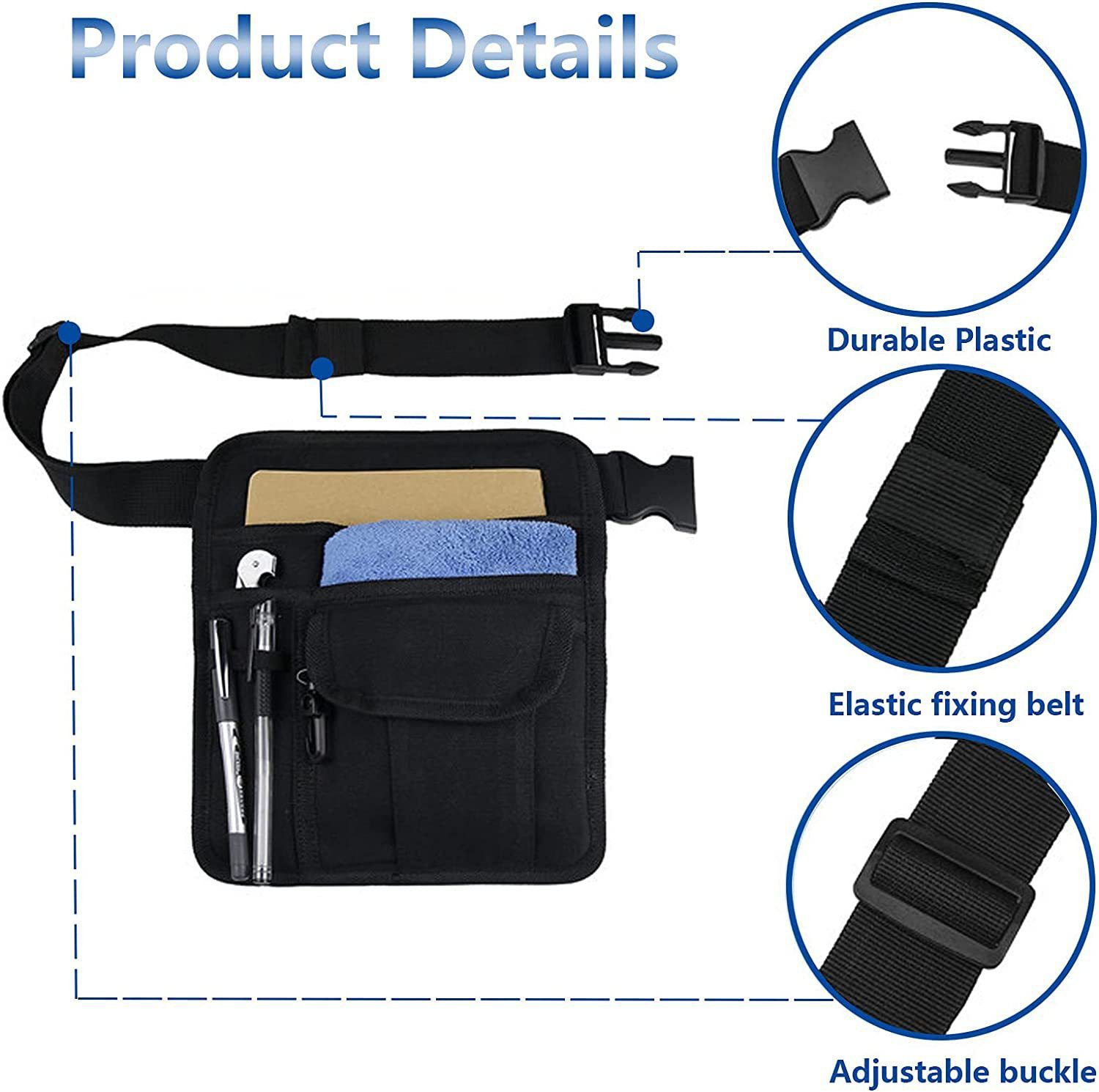Waiter Waist Money Pouch Bag Canvas Restaurant Waitress Apron Bag with Adjustable Belt Check Holder Server Bag Container — image 3