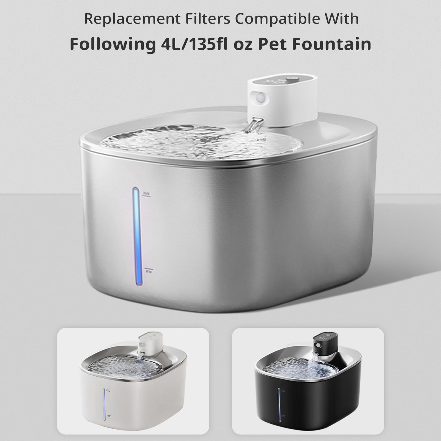 Cat Water Fountain Filter Replacement Pet Drinking Fountain Filters Compatible with 135 fl oz/4L Cat Water Fountain-12 Set Filters with Sponges — image 2