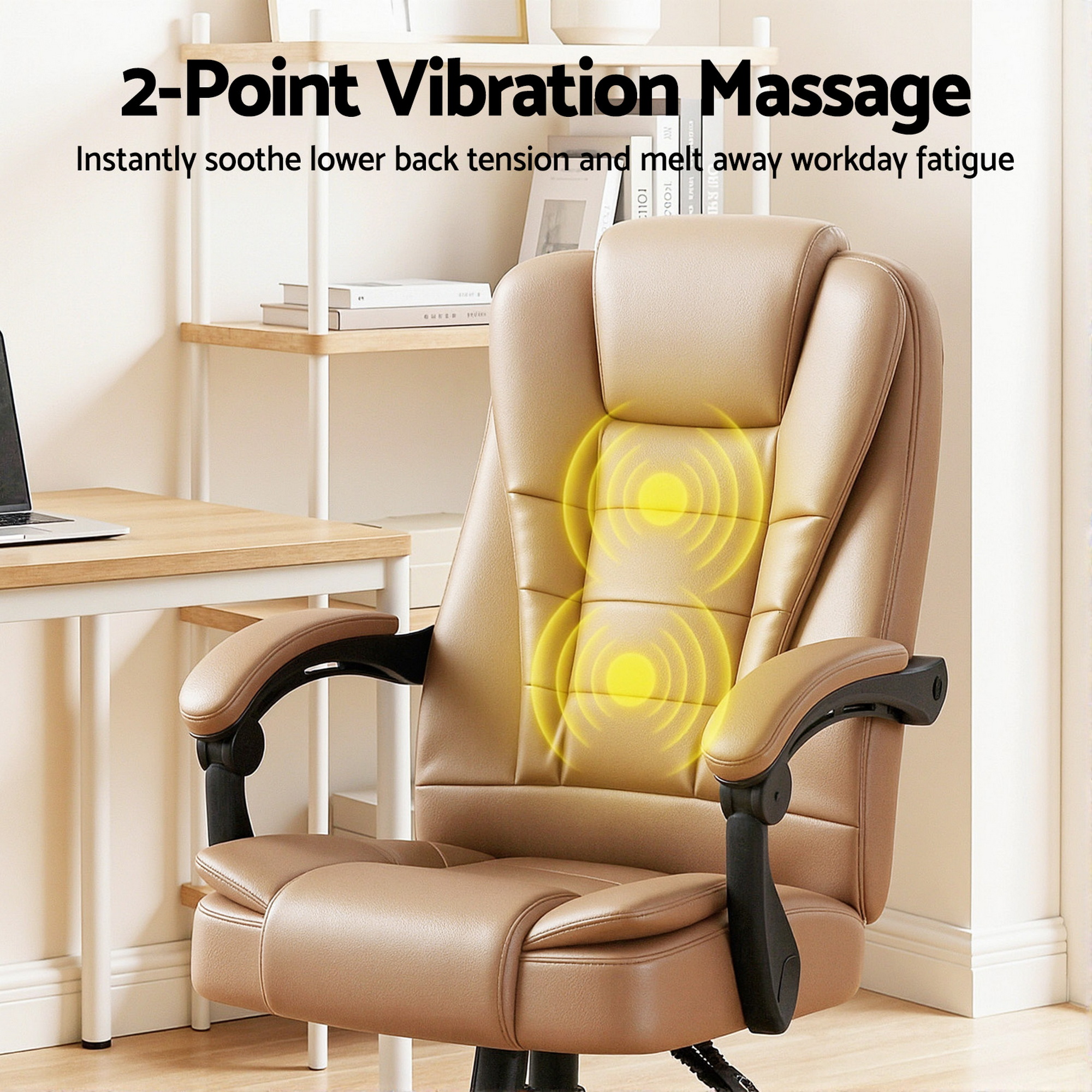 Artiss Massage Office Chair Executive Computer Gaming Chairs Brown PU Leather Espresso โ image 4