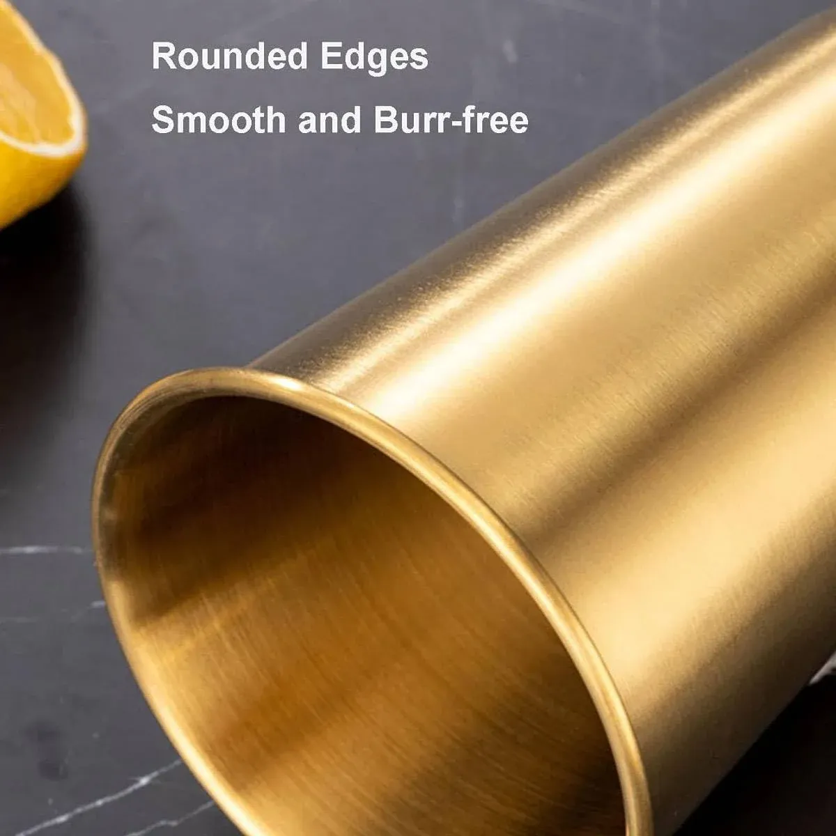 Stainless Steel Cup Set 6pcs Gold 400ml Curled Lip 304 Cold Drink Pint โ image 6