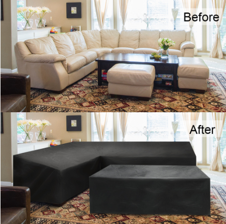 12 Sizes L-Shape All-Weather Cover Waterproof Rattan Corner Furniture Protector Garden Patio Outdoor Sofa Cover Dust Cover270*200*82cm — image 6