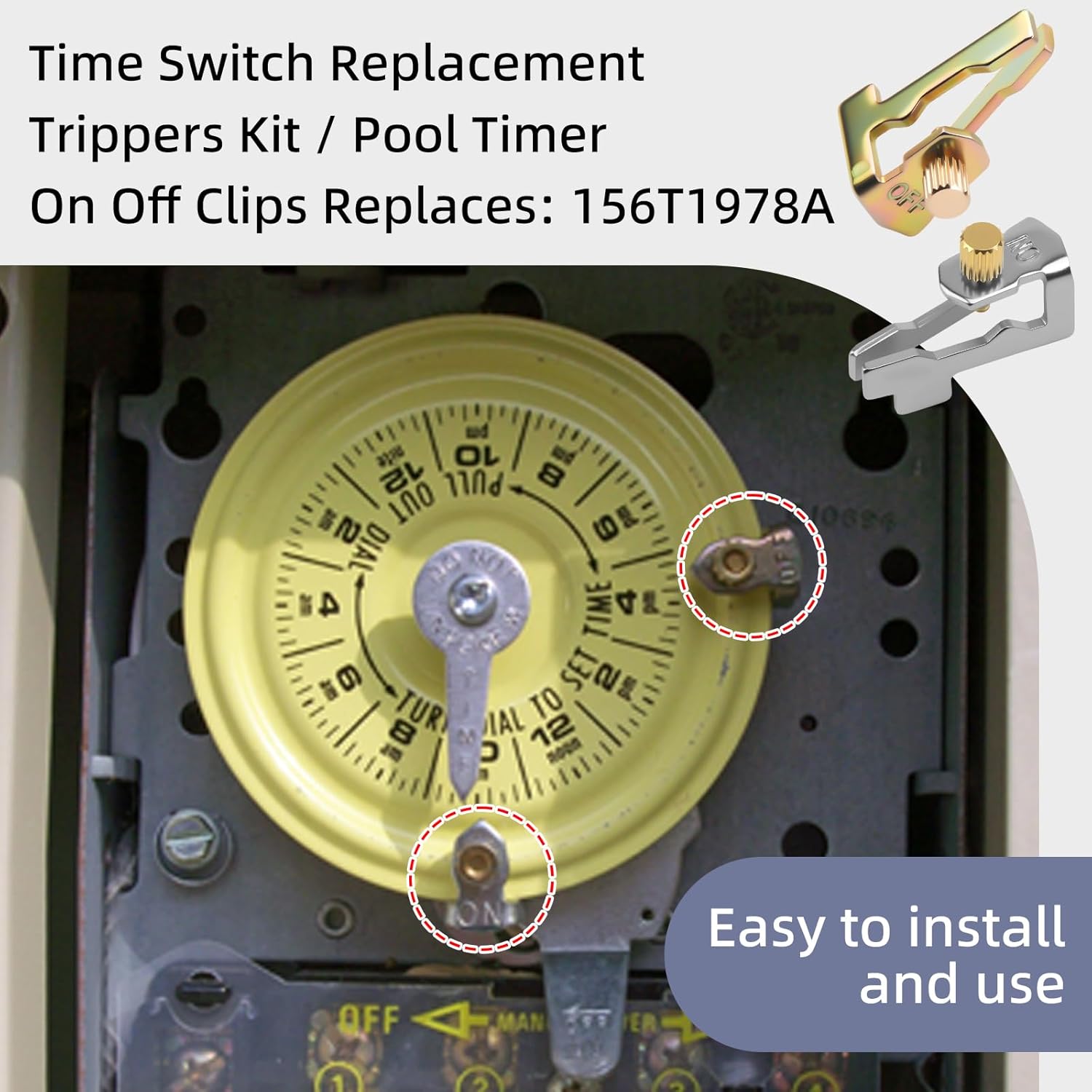 Pool Timer On Off Clips 10 PCS/5 Pairs Time Switch Replacement Trippers Kit 156T1978A Pool Pump Timers Tripper Compatible with Intermatic T100 Series T101 T104 — image 3
