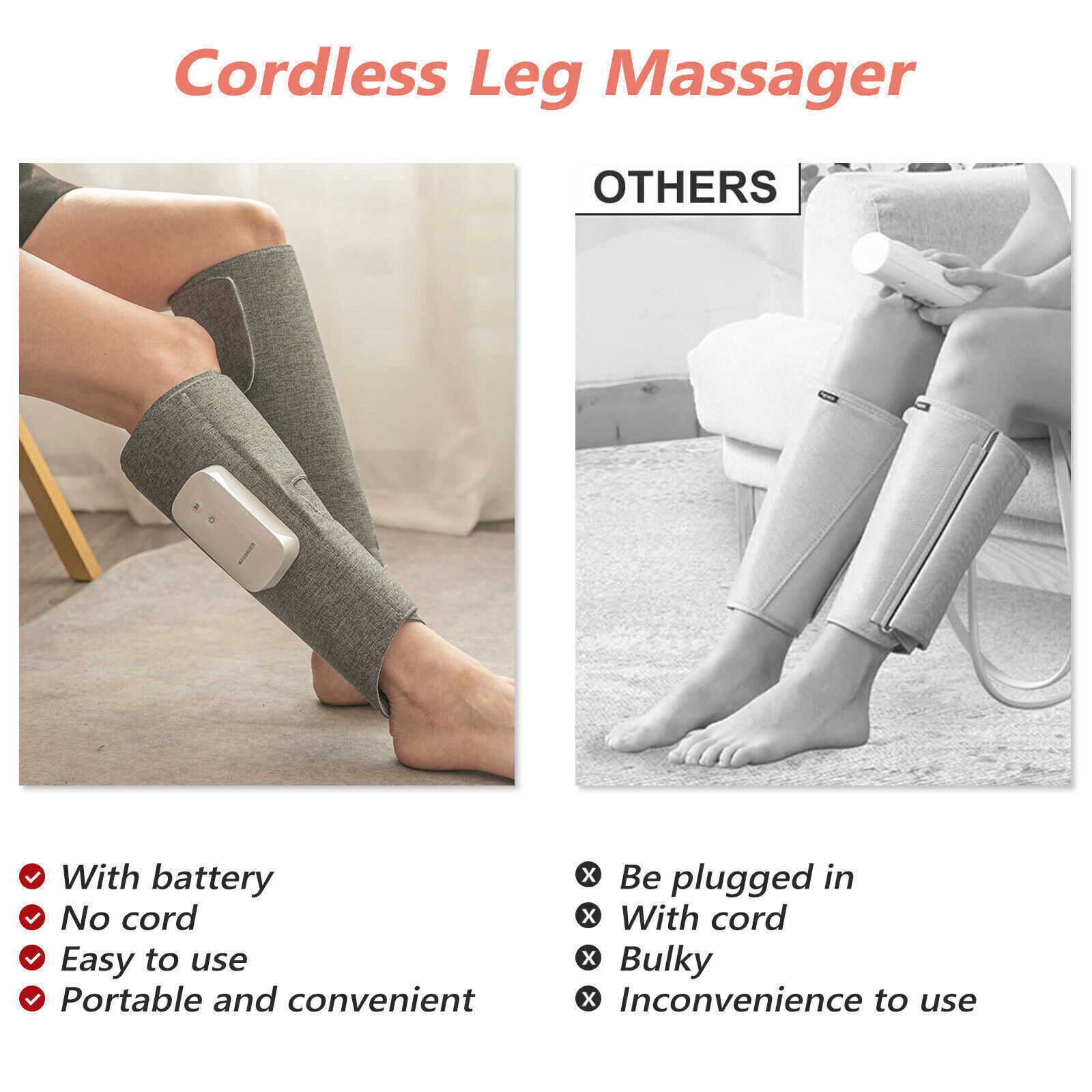 Leg Massager Heated Air Compression Foot Massage Calf Circulation Muscles Relax โ image 4