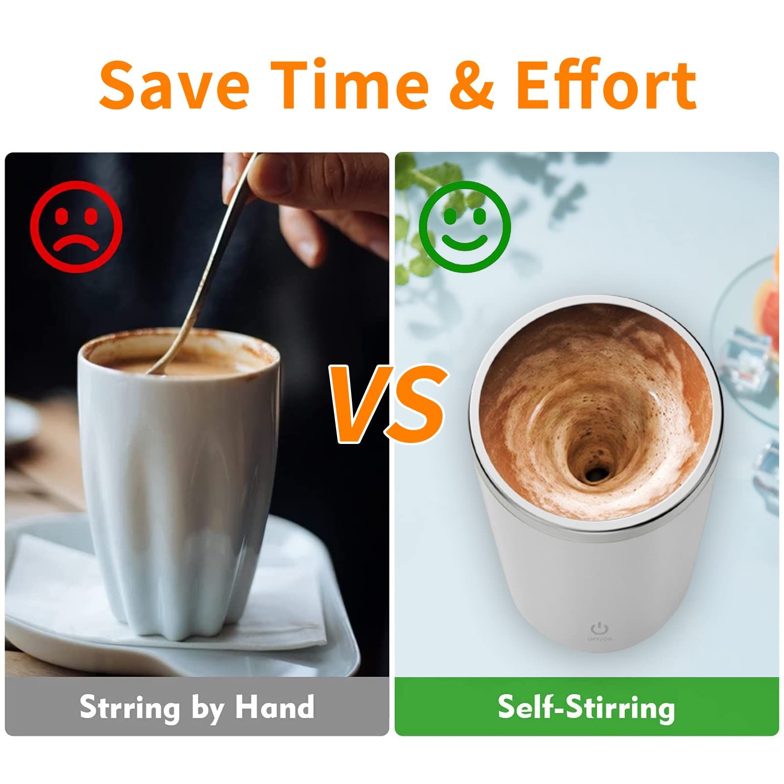 Self Stirring Mug, Electric Mixing Cup Magnetic Stirring Cup Rechargeable Auto Magnetic Mug Self Stirring Coffee Mug (White) โ image 3