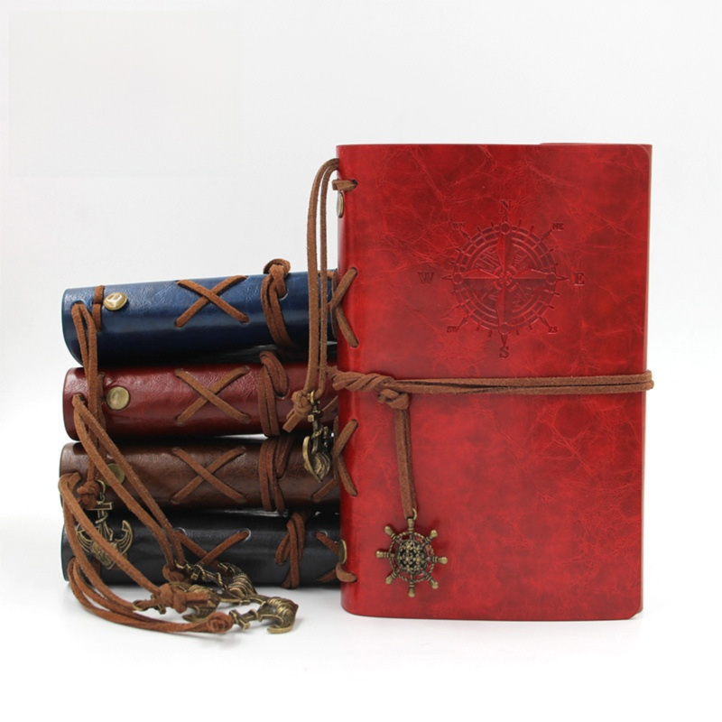 2-Pack A6 Nautical Vintage PU Leather Student Notebook - Pirate Style Strapped Diary with 150 Pages of Refillable Kraft Paper(Coffee Brown) โ image 2