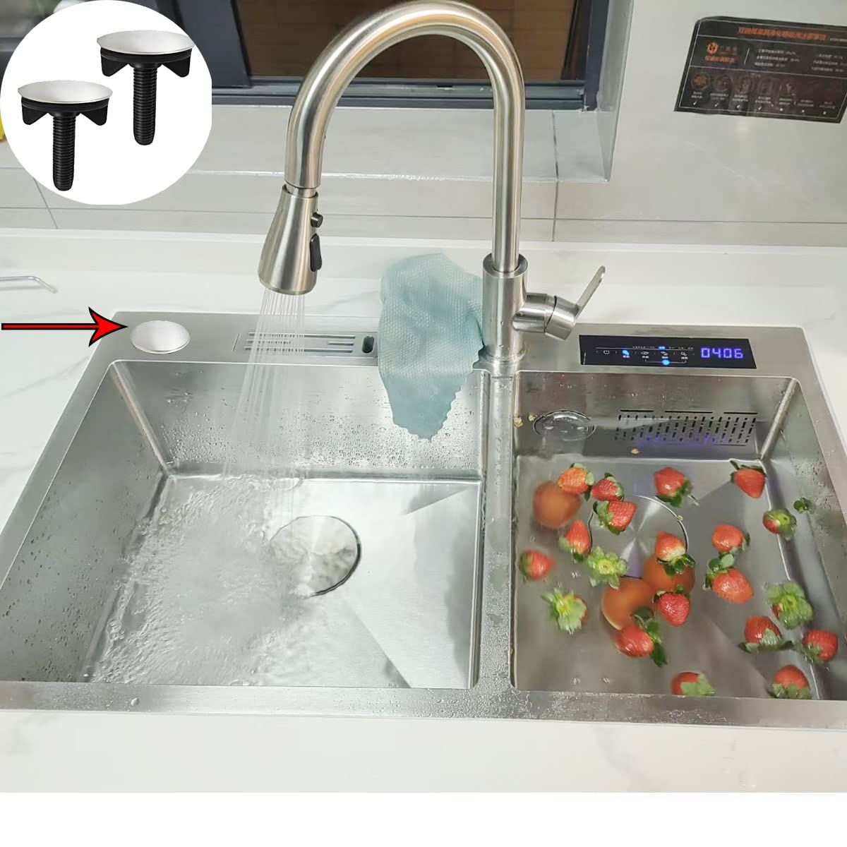 2 Pieces Faucet Hole Cover Sink Hole Cover Kitchen Sink Tap Hole Cover Soap Dispenser Cover(0.47 to 1.57 Inch in Diameter) — image 5